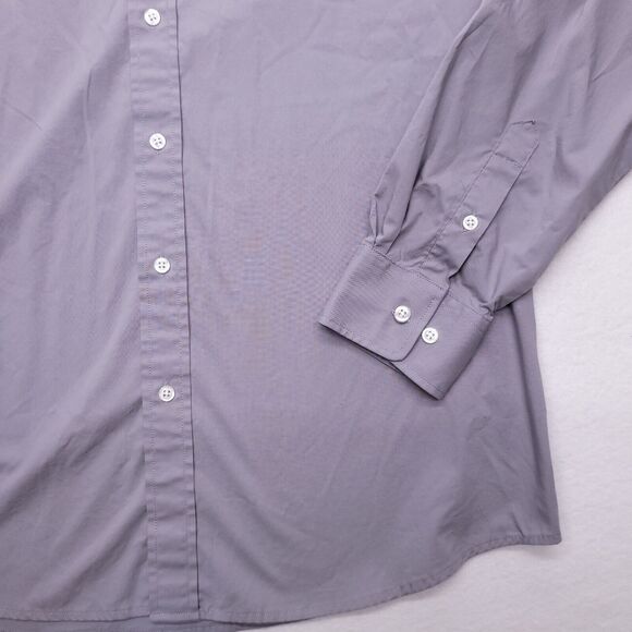 Haggar Classic Fit Casual Button Up Long Sleeve Shirt Adult Mens Size 16.5 Gray - Picture 6 of 10